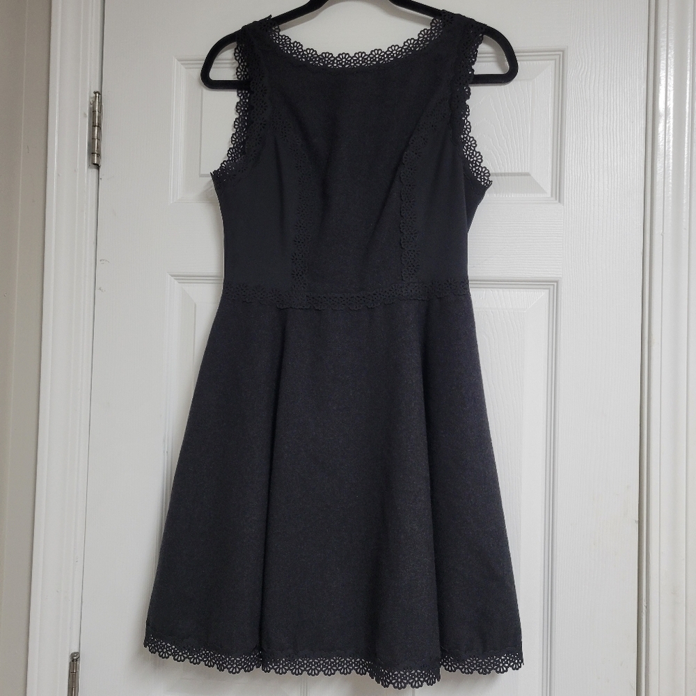 Susana Monaco Black Laser Trim Fit And Flare Dress